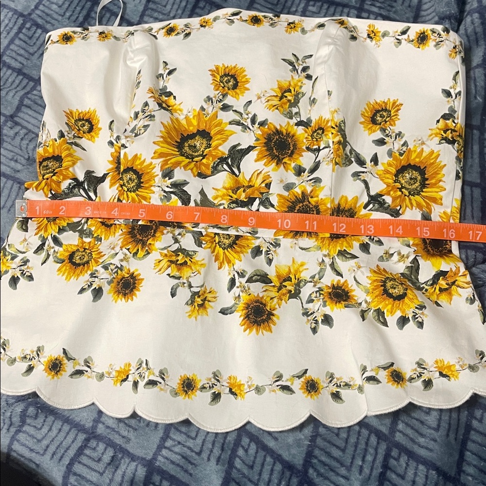 NWT White House Black Market Sunflower Print Strapless Top - Picture 11 of 11
